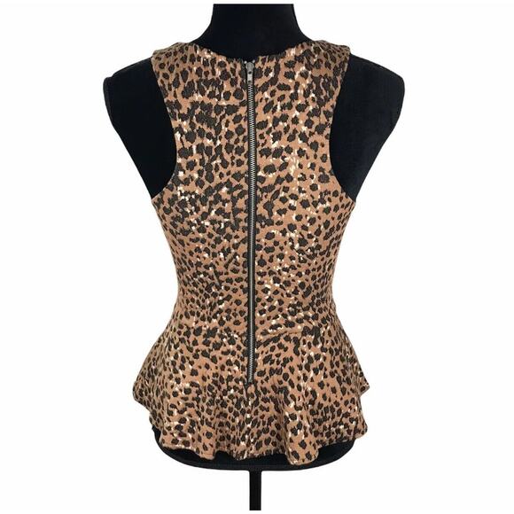 Mara Hoffman Peplum Leopard Top Animal Print Blouse Sleeveless Shirt Size Small - Picture 5 of 9